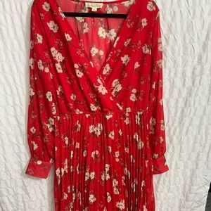 Indigo Rose Long Sleeve Red Dress